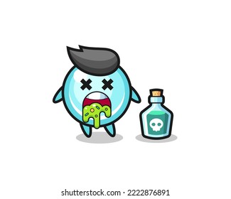 ilustración de un personaje de burbuja vómito debido a envenenamiento, diseño de estilo lindo para camiseta, pegatina, elemento logo