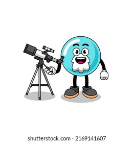 Illustration of bubble mascot as an astronomer , character design