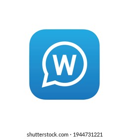 Illustration bubble talk with W sign logo design template