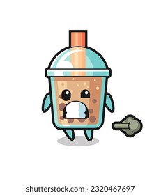 the illustration of the bubble tea cartoon doing fart , cute style design for t shirt, sticker, logo element