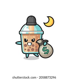 Illustration of bubble tea cartoon is stolen the money , cute style design for t shirt, sticker, logo element