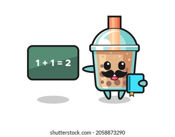 Illustration of bubble tea character as a teacher , cute style design for t shirt, sticker, logo element