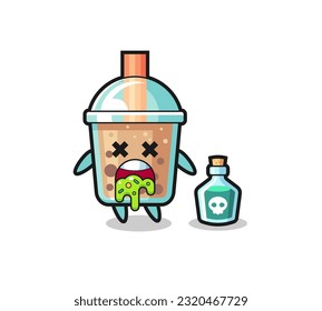 Illustration eines Bubble Tee-Charakters durch Vergiftung , süßes Design für T-Shirt, Aufkleber, Logo-Element