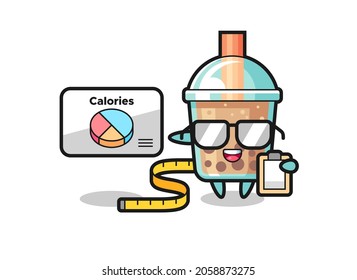 Illustration of bubble tea mascot as a dietitian , cute style design for t shirt, sticker, logo element