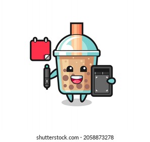 Illustration of bubble tea mascot as a graphic designer , cute style design for t shirt, sticker, logo element