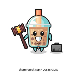 Illustration of bubble tea mascot as a lawyer , cute style design for t shirt, sticker, logo element