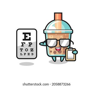 Illustration of bubble tea mascot as an ophthalmology , cute style design for t shirt, sticker, logo element