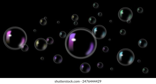 Illustration bubbles with black background.vector 