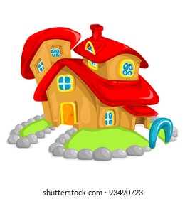 illustration of bubbly clay house on grass