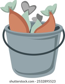 illustration of a bucket containing fish caught