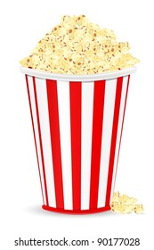 illustration of bucket full of popcorn on white background