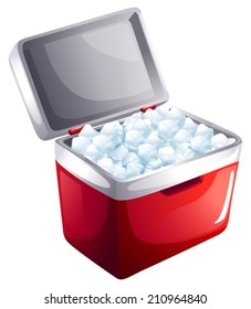 Illustration of a bucket of icecubes on a white background