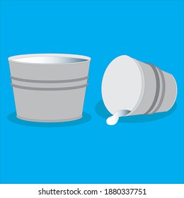 illustration of a bucket of milk and a spilled bucket