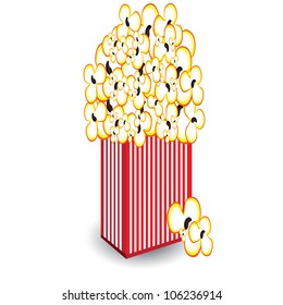 Illustration of a bucket of popcorn, a designer on a white background