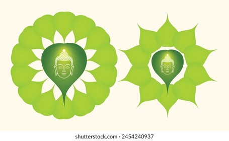 illustration of buddha festival celebration peepal leaf decor.