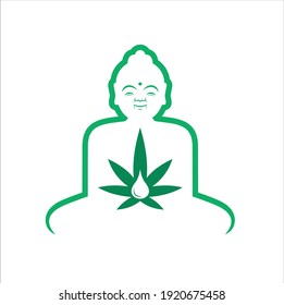 ilustración de una meditación de buddha y aceite de cbd, arte vectorial.