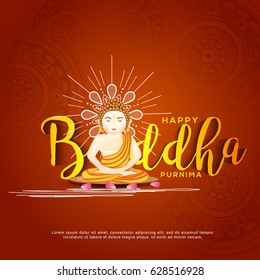Illustration Of Buddha Purnima  Background.