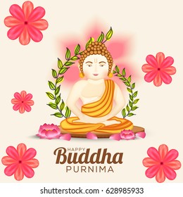 Illustration Of Buddha Purnima  Background.