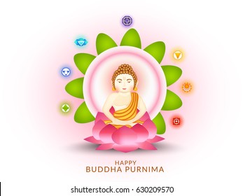 Illustration Of Buddha Purnima  Background.