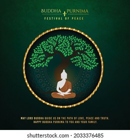 ilustración para Buddha Purnima o el Día de Vesak con diseño, pancarta, afiche, volante