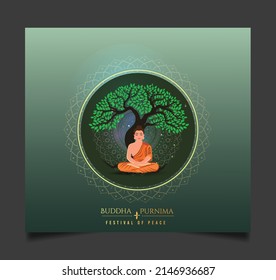 illustration for Buddha Purnima or Vesak Day with nice and creative design, banner, poster, flyer