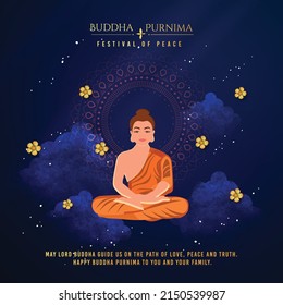 illustration for Buddha Purnima or Vesak Day with nice and creative design, banner, poster, flyer