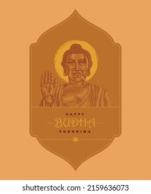 Illustration For Buddha Purnima Or Vesak Day With Budha illustration.