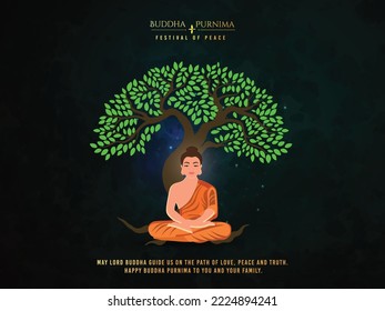 illustration for Buddha Purnima or Vesak Day with nice and creative design, banner, poster, flyer