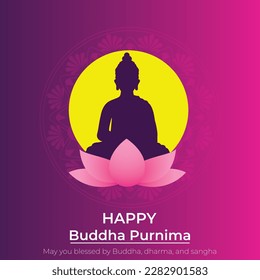 illustration for Buddha Purnima or Vesak Day with nice and creative design, banner, poster, flyer