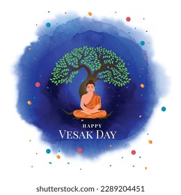 Illustration von Buddha Purnima oder Vesak Day mit nettem und kreativem Design, Banner, Poster, Flyer