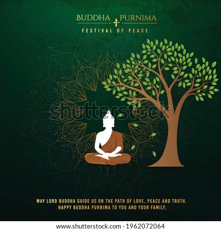 illustration for Buddha Purnima or Vesak Day with nice and creative design, banner, poster, flyer
 Stockfoto © 