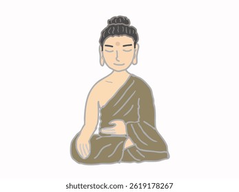Illustration of Buddha sitting in a mudra pose in a deep meditative state