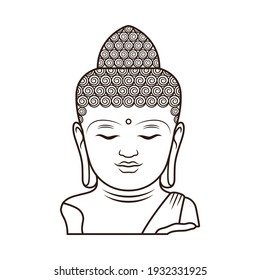 Illustration of Buddha Statue. Symbol Vector Icon Illustration, Isolated on White Background