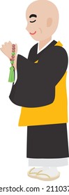 Illustration of the Buddhist priest holding a service.