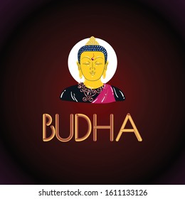 Illustration of a Budha on red and black color with beautiful 3d budha