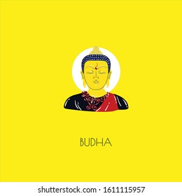 Illustration of a Budha on yellow color 