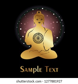 
illustration with Budha on a yoga theme with flower.
