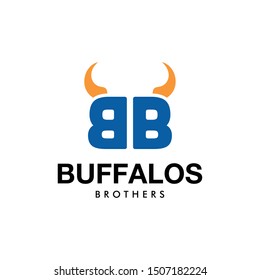 Illustration of buffalo canine sign contained in the letters BB like buffalo's head logo