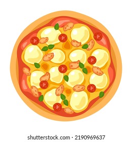 Illustration of buffalo with chicken pizza. Vector flat modern illustration