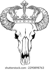 Illustration buffalo skull in monochrome style  Design element for logo  label  sign  emblem  Vector illustration