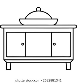 Illustration of a buffet server with drawers isolated on white background