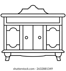 Ilustración de un servidor buffet con cajones aislados sobre fondo blanco