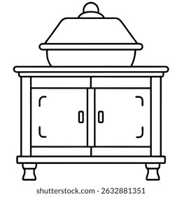 Illustration of a buffet server with drawers isolated on white background