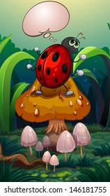 Illustration of a bug above a mushroom with an empty callout