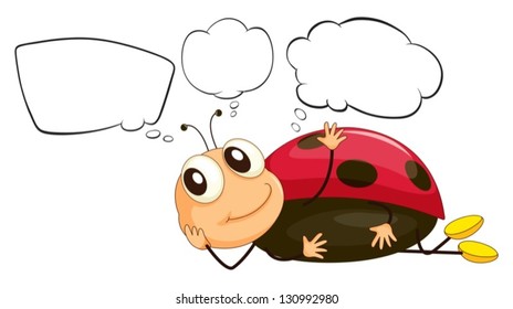 Illustration of a bug with empty thoughts on a white background