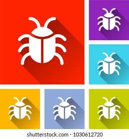 Illustration of bug icons with long shadow