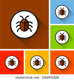 Illustration of bug icons with long shadow