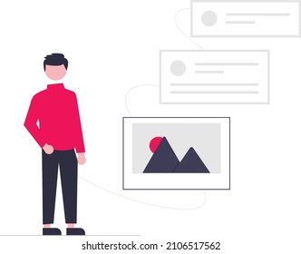 illustration of build wireframe of an application or website with a designer man. Vector illustrations