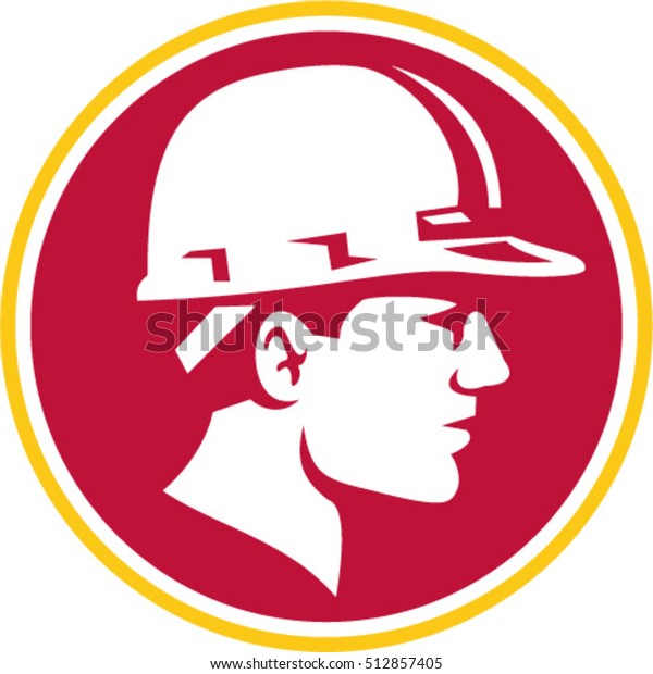 Illustration Builder Construction Worker Head Wearing Stock Vector ...