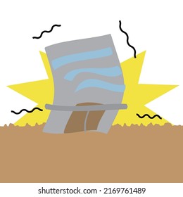 Illustration eines Gebäudes, das aufgrund eines Erdbebens zusammenbricht